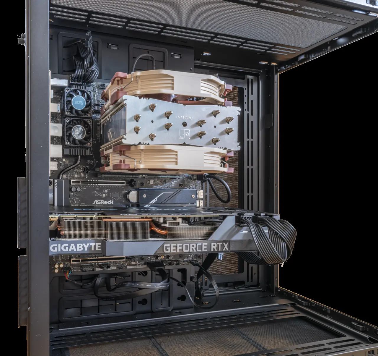 Station de travail ouverte avec sa carte NVIDIA RTX et son refroidissement
